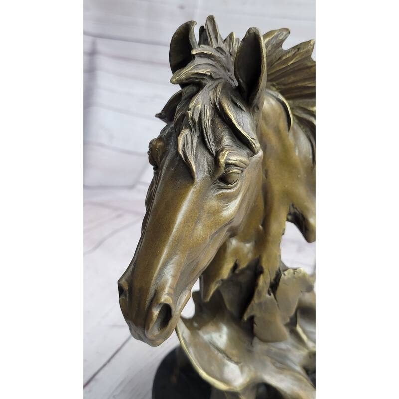 Abstract Imitative Horse Bust Bronze Statue Sculpture Modern Art Original Equestrian Decor 12 Inches X 9 Inches