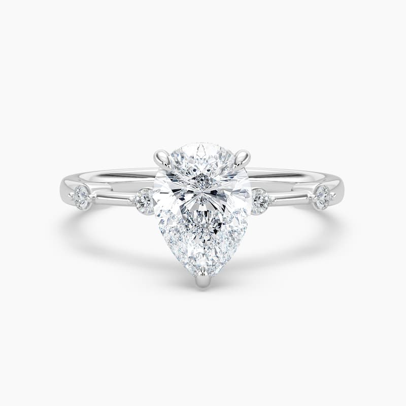 Auriya 14k Gold Petite Diamond Station Pear Lab Grown Hidden Halo Engagement Ring 1.00 to 5.00 ct. tw.(F-G, VS) - 4.5 - 1.00 carats - White