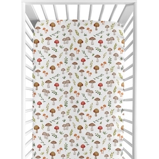 Sweet Jojo Designs Mushroom Boy Girl Gender Neutral Unisex Fitted Crib Sheet Toadstool for Woodland Forest Animals Collection