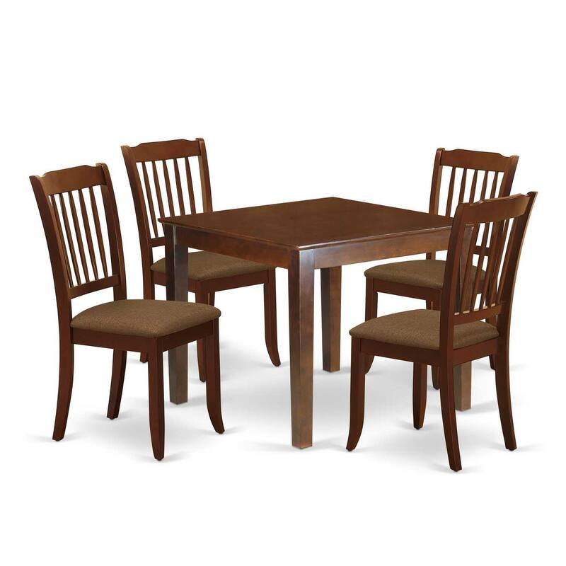 HomeStock 5-Pc Mahogany Finish Solid Wood Top - Square Dining Room Set - Seats 4