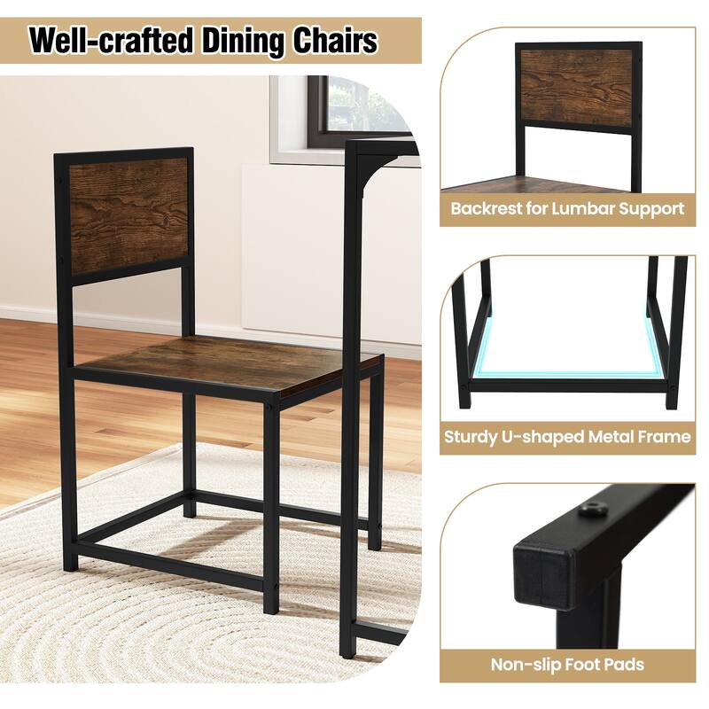 Gymax 3pcs Dining Set Compact Table and 2 Chair Home Kitchen Breakfast