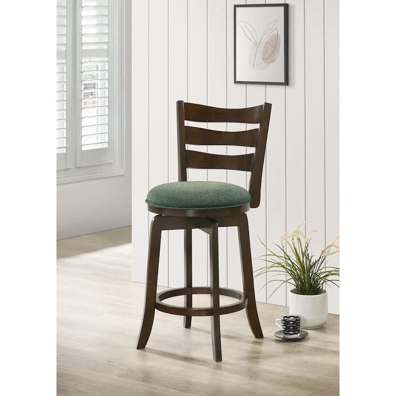 Fenster Ladder Back Swivel Stool with Upholstered Seat - Dark Cherry/Hunter Green - Counter Height