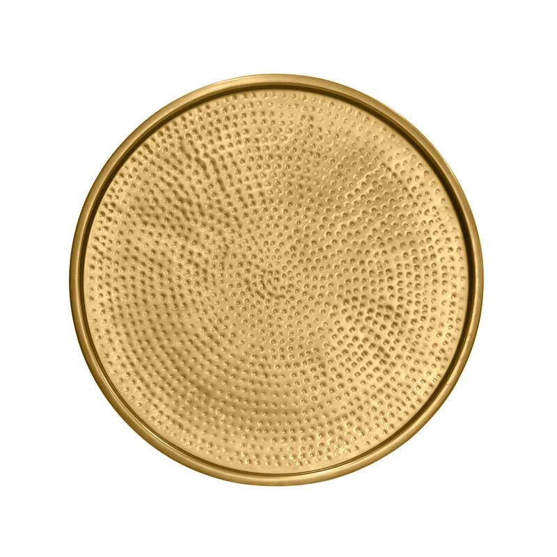 Pasargad Home Luma Round Modern Hand-Forged Gold Coffee Table - W34.5" x D34.5" x H16"