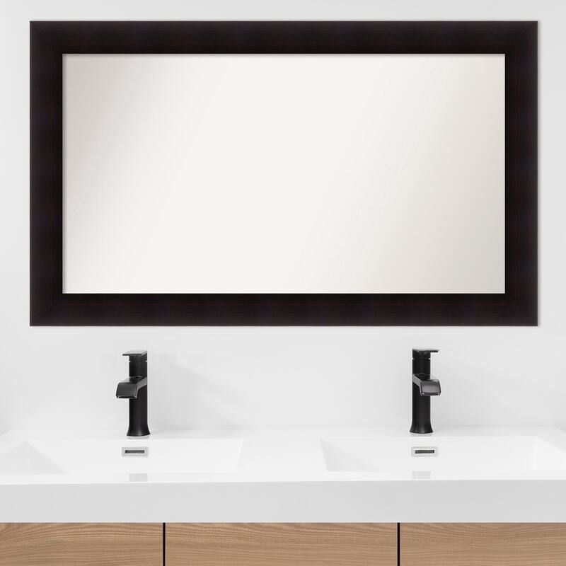 Portico Espresso Framed Non-Beveled Custom Wall Mirror, Bathroom Vanity Mirror
