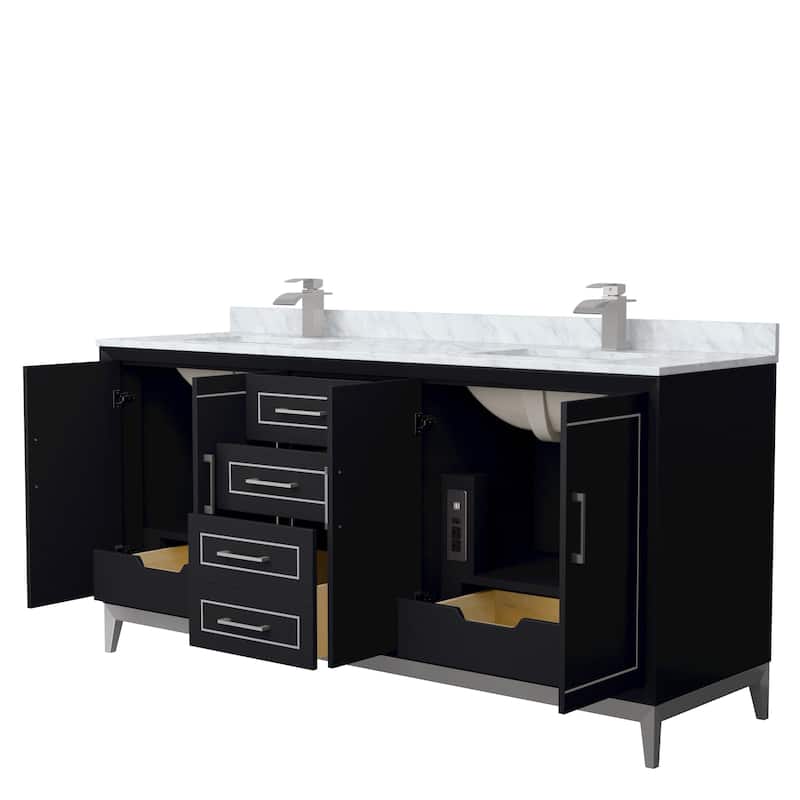 Marlena 72-Inch Double Vanity Set, Carrara Marble Top