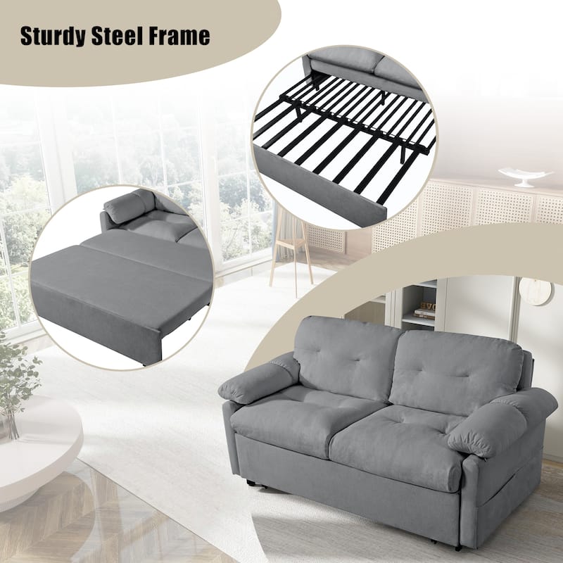 71.65" Chenille 3-in-1 Convertible Sleeper Sofa Bed with Storage Pocket