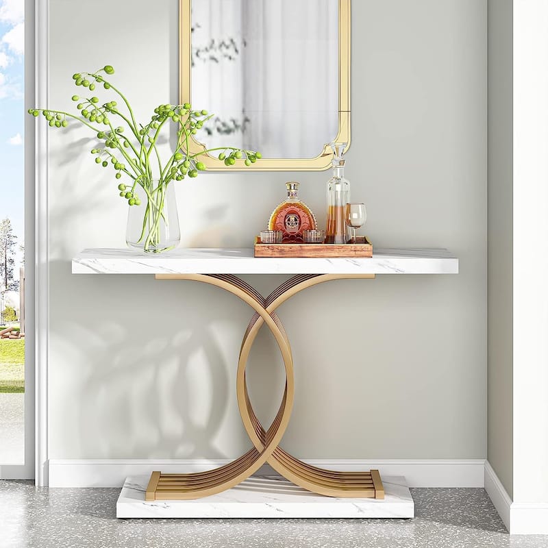 Console Table, Entryway Table with Geometric Legs, Sofa Table - 11.81"D x 39.37"W x 31.49"H