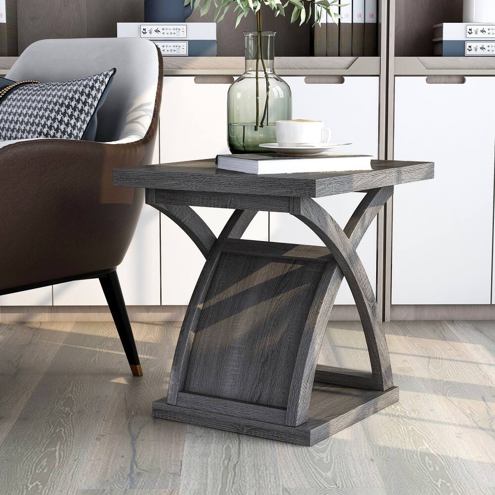 DH BASIC Transitional Distressed Grey 22-inch 1-Shelf End Table by Denhour