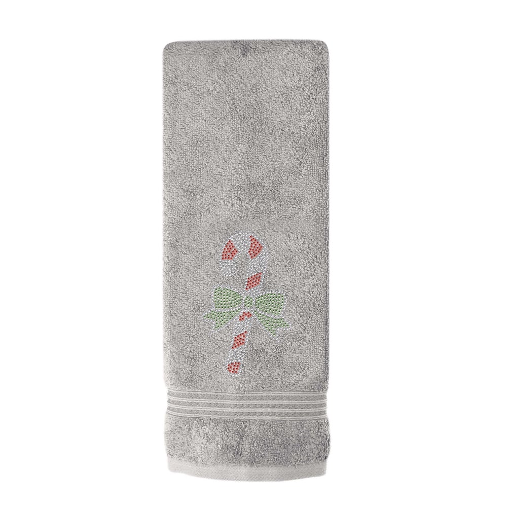 Sparkles Home Rhinestone Candy Cane Hand Towel
