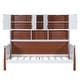 preview thumbnail 11 of 13, Twin Platform Bed with Storage Shelves, White+Walnut, Solid Wood