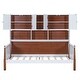 preview thumbnail 11 of 13, Twin Size Platform Bed with Multiple Storage Shelves and Walnut Accents, Solid Wood Frame, White+Walnut Finish