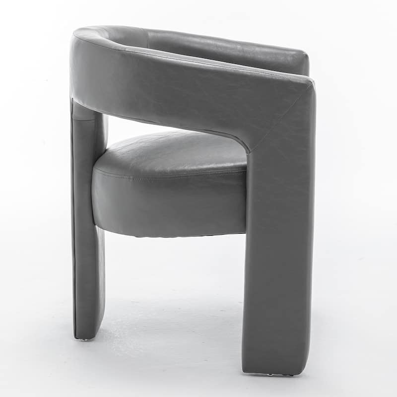 SEYNAR Modern Glam PU Leather Upholstered Dining Chair, Open-Back Accent Chair Set of 2
