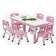 preview thumbnail 14 of 17, Height Adjustable Kids Table and 6 Chairs Set with Storage Box Pink