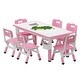 preview thumbnail 5 of 14, Height Adjustable Kids Table and 6 Chairs Set Pink