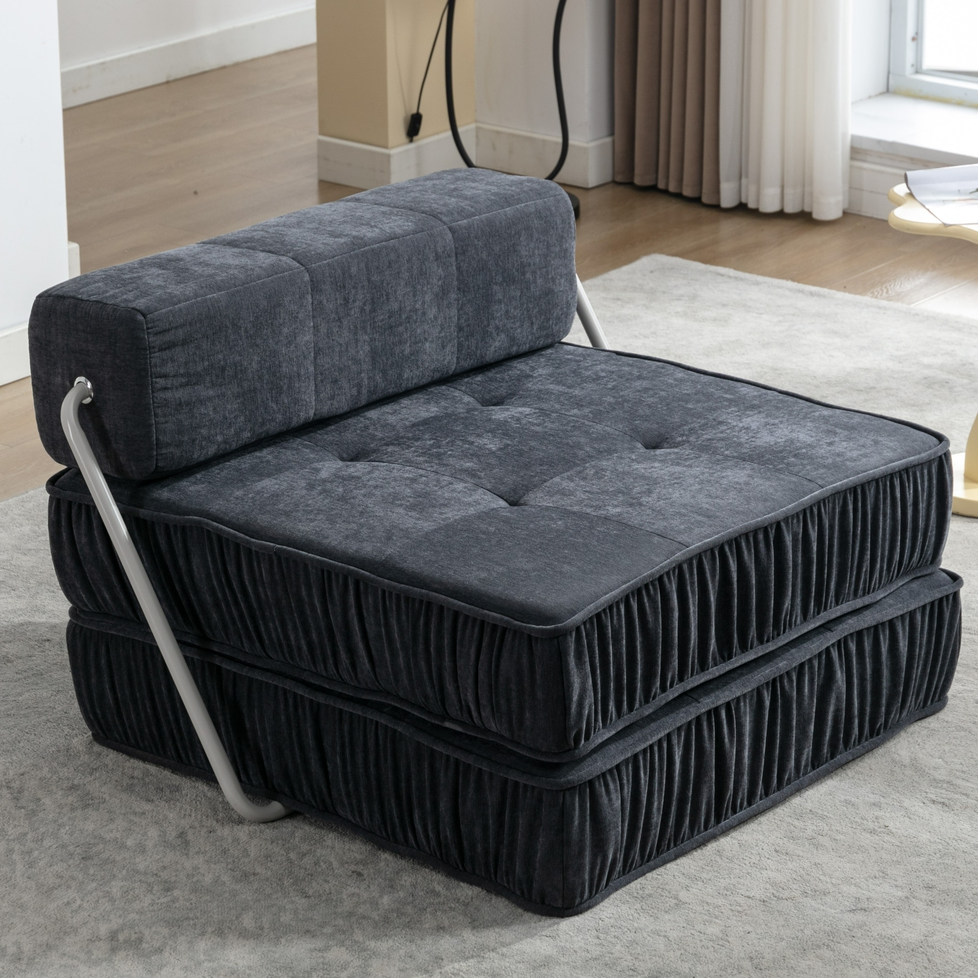 Grey Convertible Armless Accent Chair DIY Sectional Sleeper Sofa
