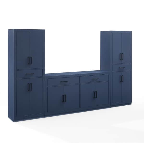 slide 2 of 12, Crosley Isla 3-Piece Sideboard And Pantry Set- Sideboard & 2 Pantries Navy