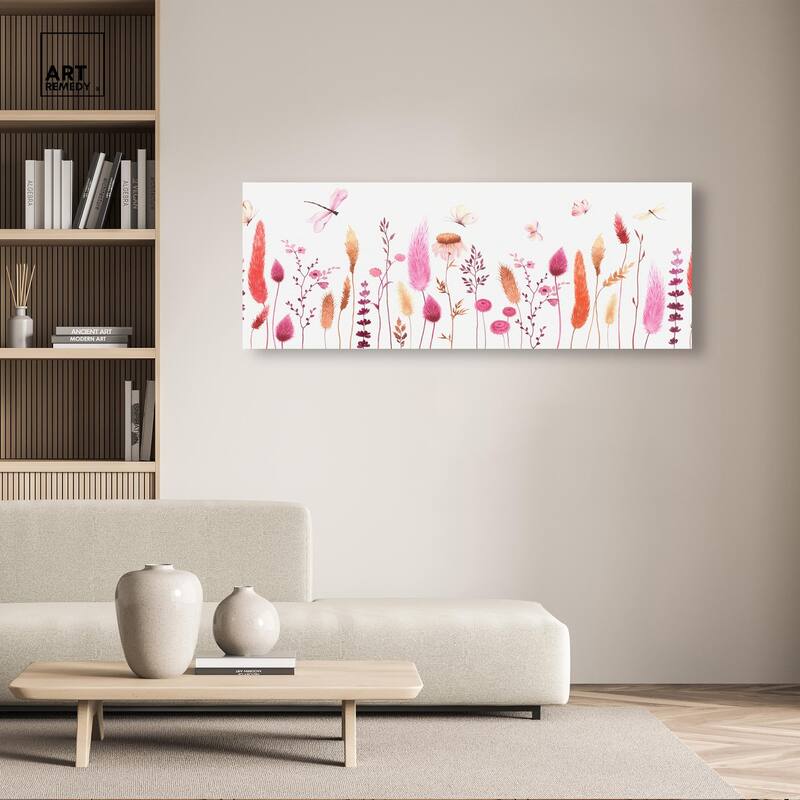 Dried Floral Dragonfly Panoramic Canvas by Art Remedy, Gallery Wrapped