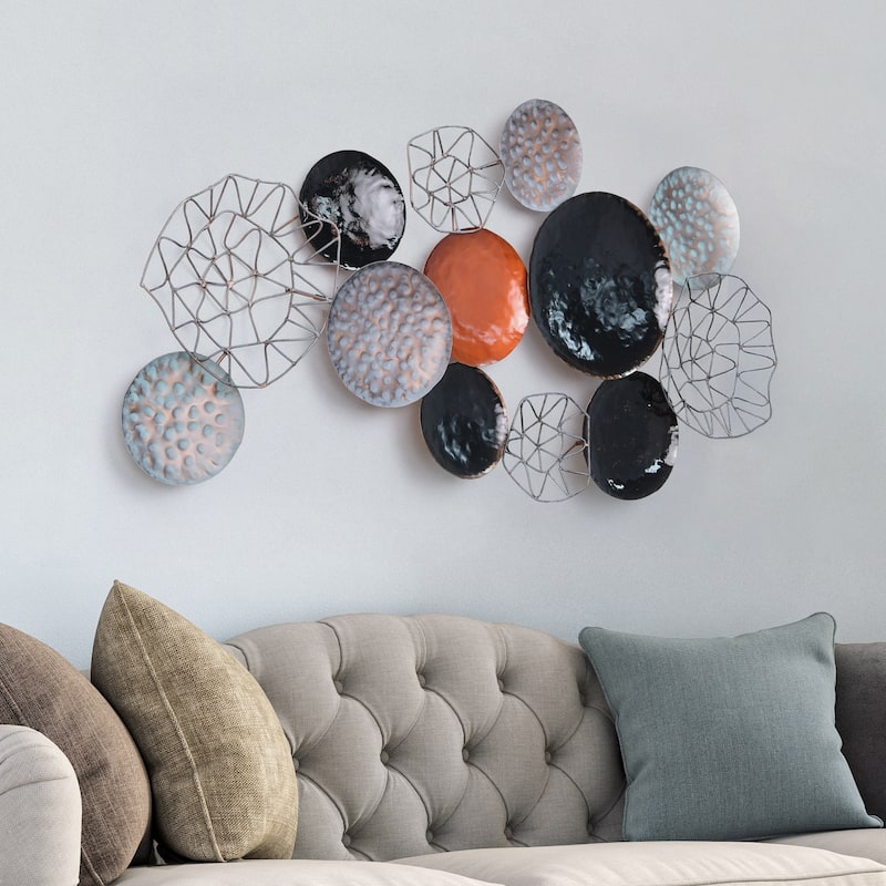 Colorful Hand Painted Etched Metal Wall Sculpture