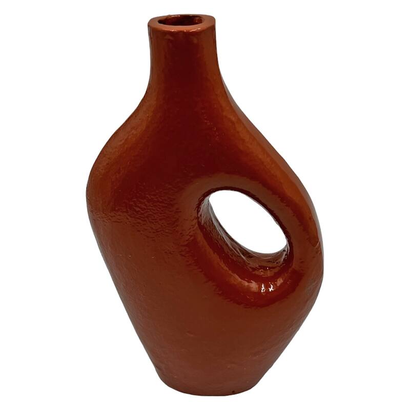 Decorative Handmade Aluminum Jug Flower Vase - 6 x 2.5 x 9.5 in - Mud