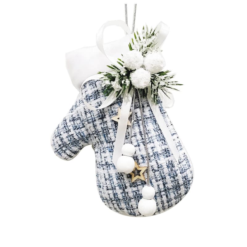 STP Goods Blue & White Christmas Tree Fabric Hanging Ornaments Set of 3 - N/A