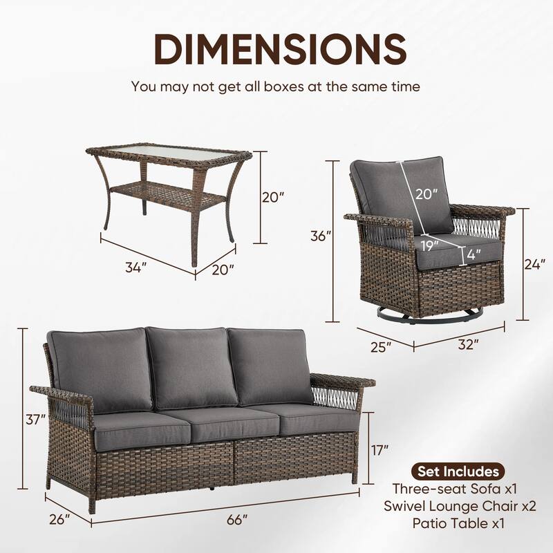 Gymojoy Patio Furniture Set with Professional Outdoor Cushions