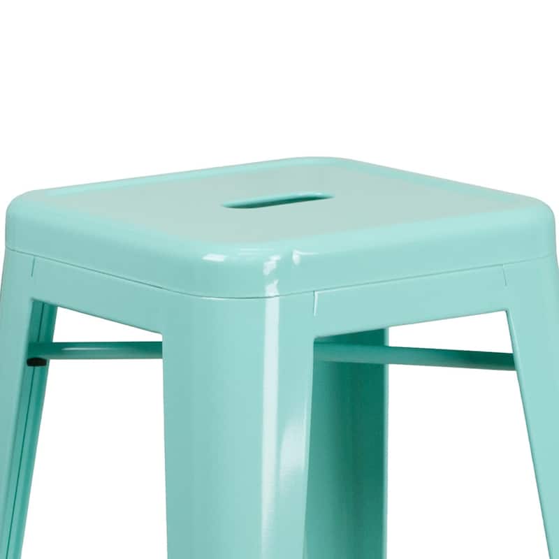 4 Pack 30" High Backless Metal Indoor-Outdoor Barstool with Square Seat