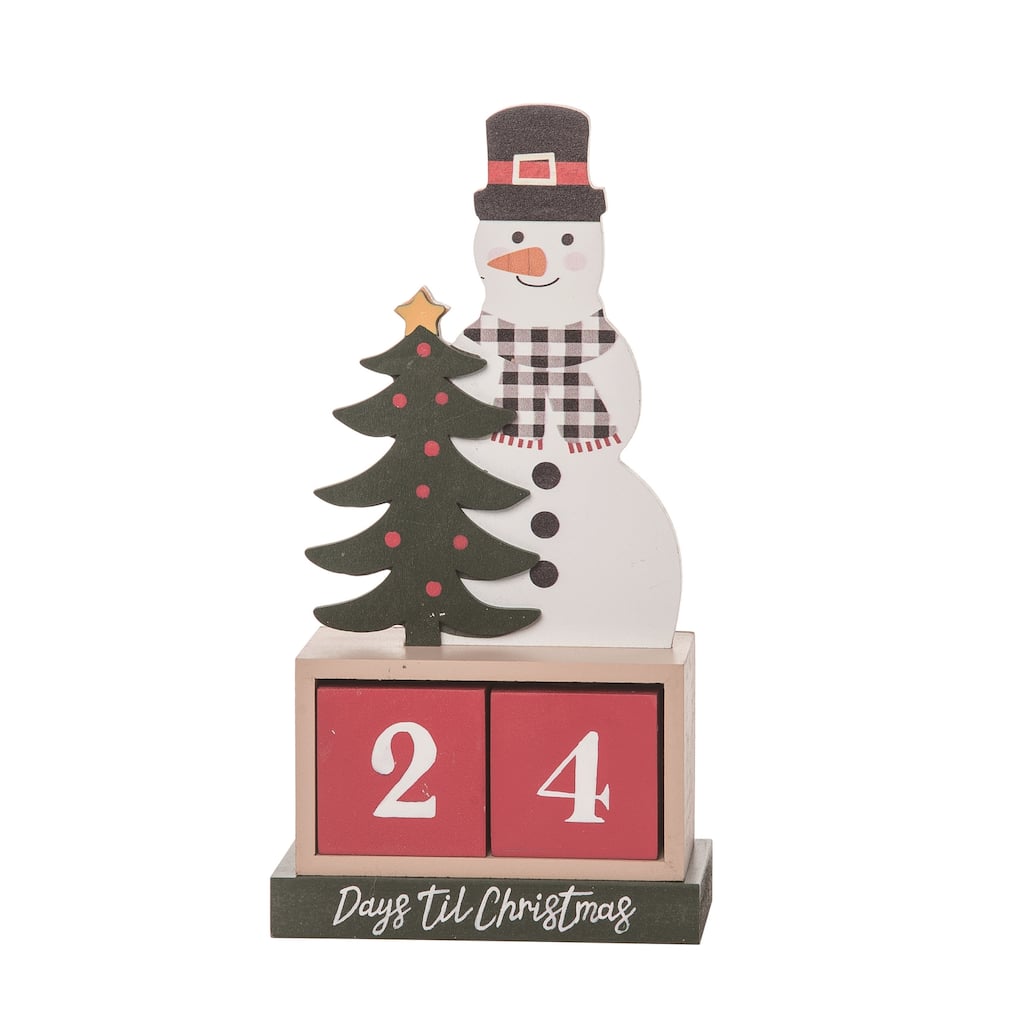Transpac Wood 9.76 in. Multicolor Christmas Snowman Block Countdown Set of 3 - Multi