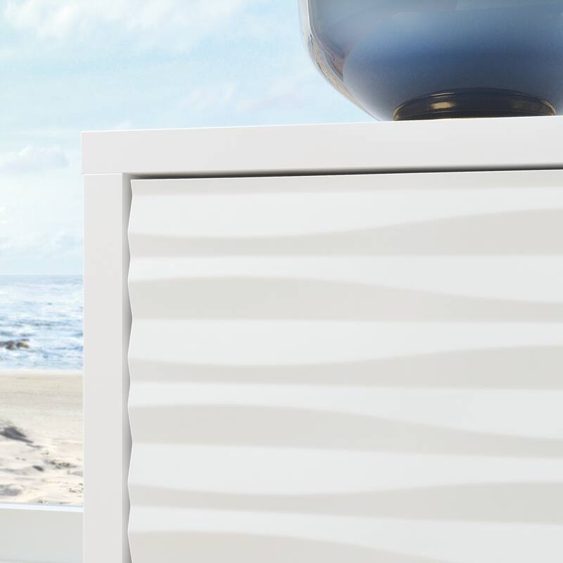 Wood Coastal Nightstands with 2 Spacious Drawers, White