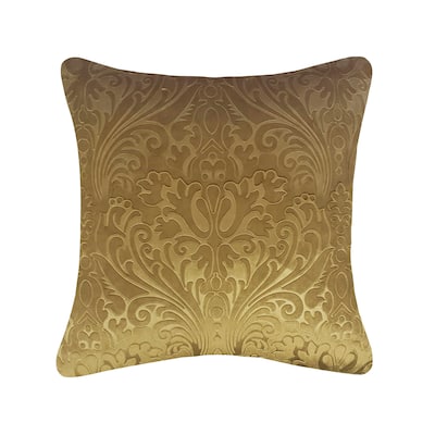 Edie At Home Embossed Panne Velvet Decorative Throw Pillow, Gold