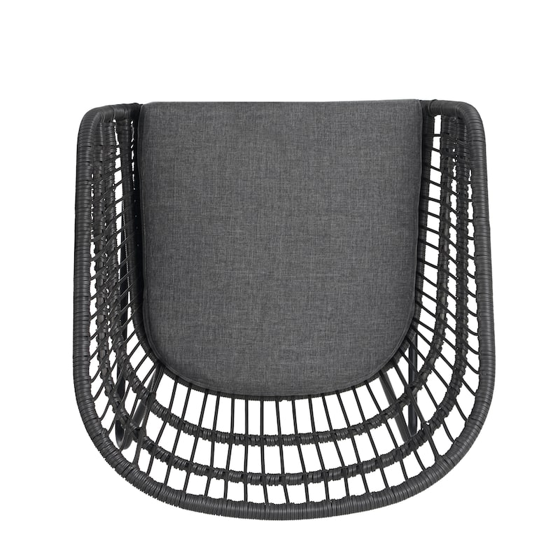 Roomfitters 2-Piece Outdoor Wicker Club Chairs, Transitional Tub Seating with Splayed Sled Legs & Water-Resistant Cushions, Gray