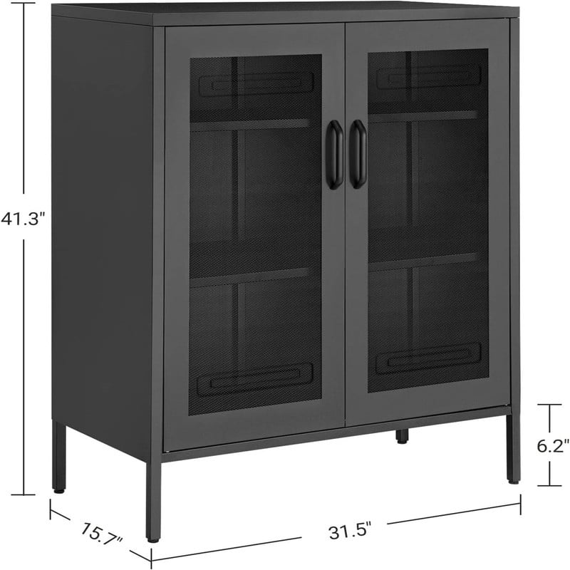Metal Storage Cabinet with Mesh Doors - 15.7"D x 31.5"W x 41.3"H