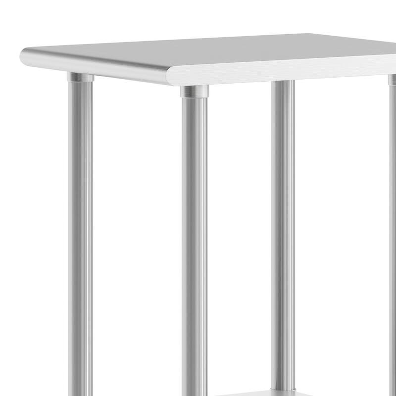 Commercial Stainless Steel 18 Gauge Worktable with Undershelf and Casters