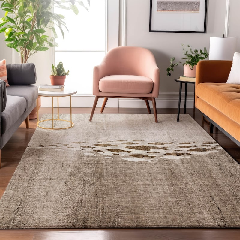 Premium Washable Super Modern Fish Soft Mayfield Rug - Taupe - 9' x 12' - Rectangle