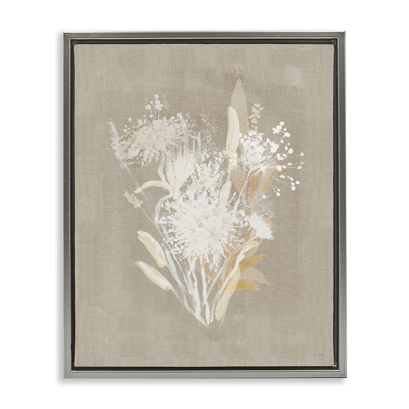 Stupell Country Herbs Impression Framed Floater Canvas Wall Art Design By Susan Jill - 17 x 21 - Grey
