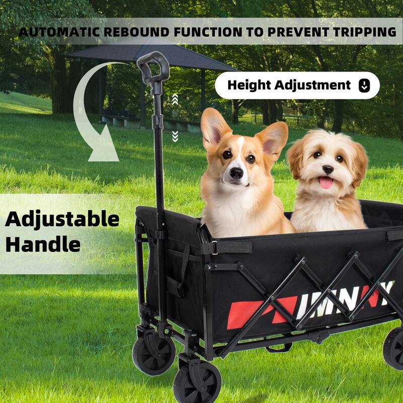 Collapsible Wagon with Wheels, Lightweight Utility Camping Wagons Carts Foldable with 3600lbs Weight Capacity, Carts