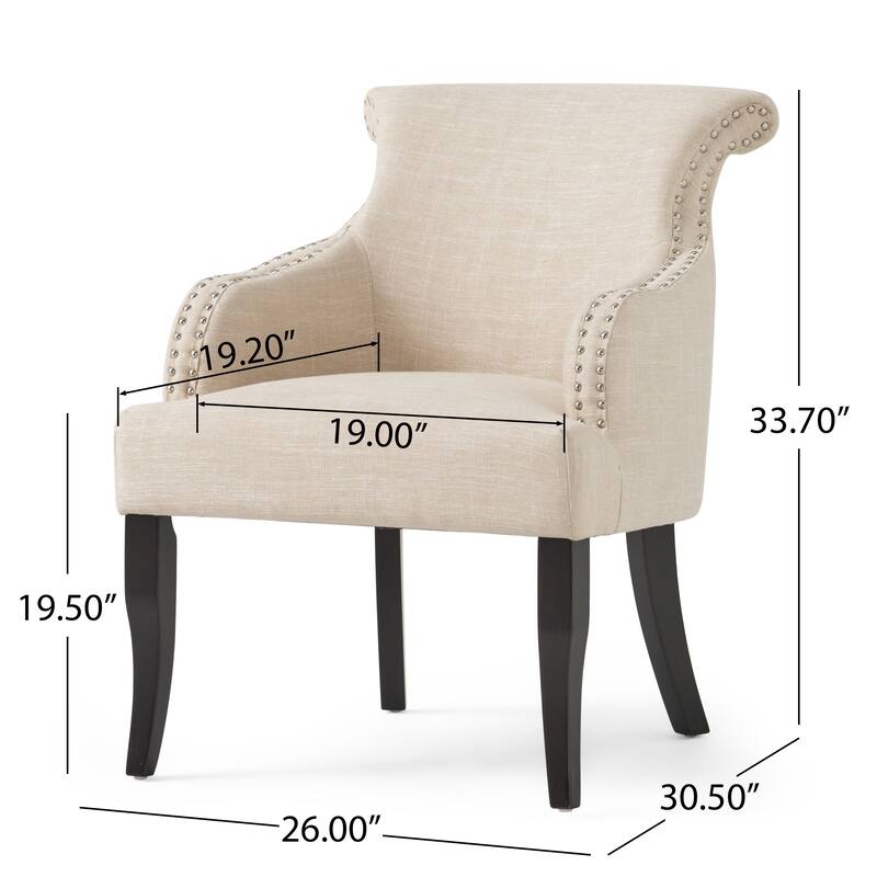 Light Beige 26" Arm Chair with Nailheads
