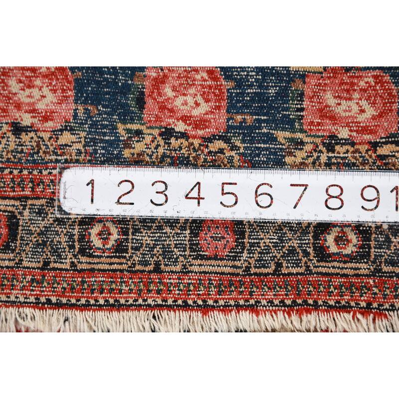 Hand Knotted Oriental 100% Wool Carpet Traditional All-Over Navy Blue & Blues Senneh Area Rug - 6' 3'' X 4' 3''