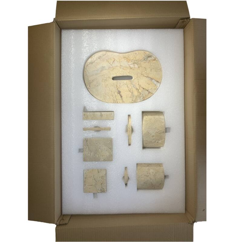 Roomfitters Marble Bathroom Accessories Set, Natural Stone Countertop Accessory Set, Solid Marble Vanity Set