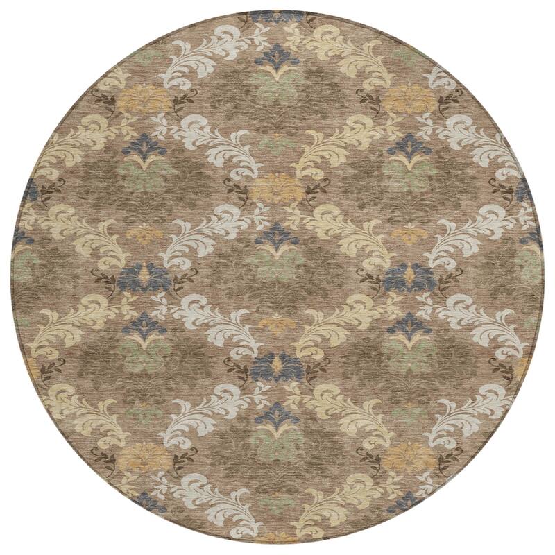 Machine Washable Indoor/ Outdoor Damask Patna Chantille Rug