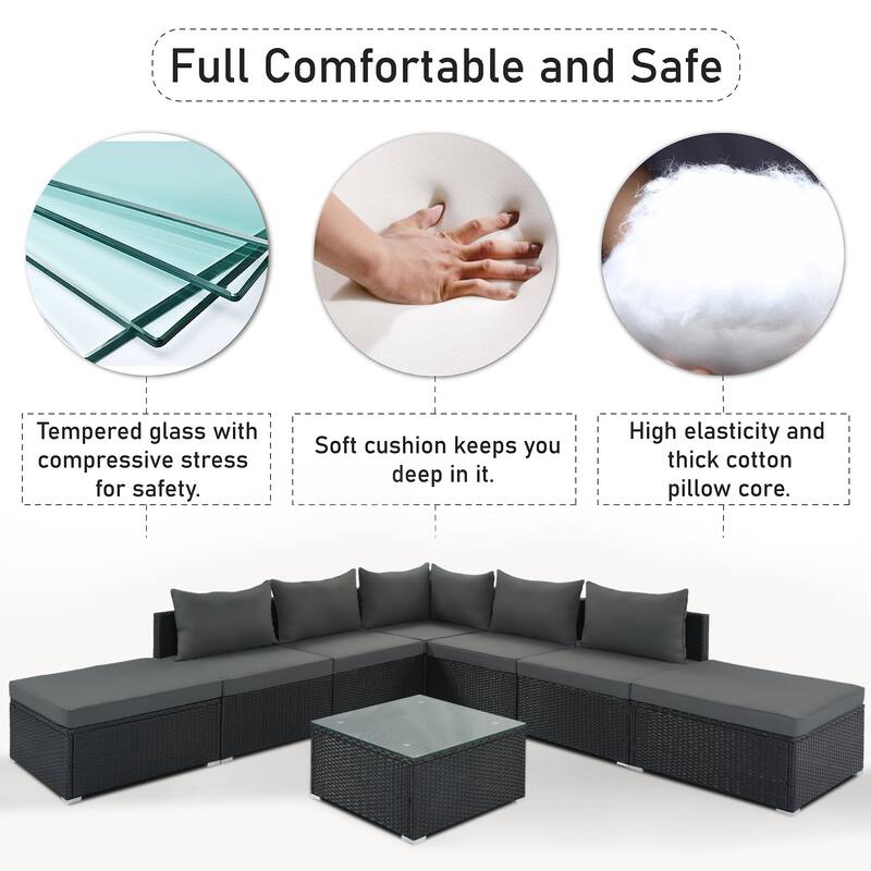 8-Pieces Outdoor Wicker Modular Sectional Sofa Set with Coffee Table, Free Combination