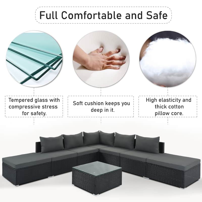 8-Pieces Patio Conversation Sofa Set with Table