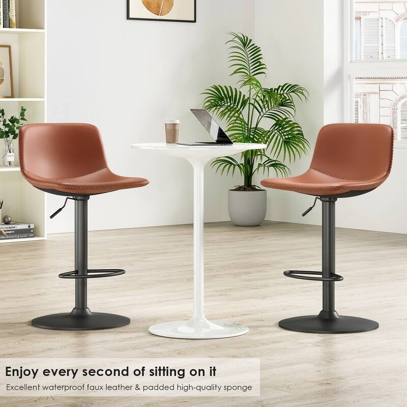 Adjustable Bar Stools Set of 2, Modern Swivel Bar Stools, Bar Height Stools with Back Support Counter Height Bar Stools