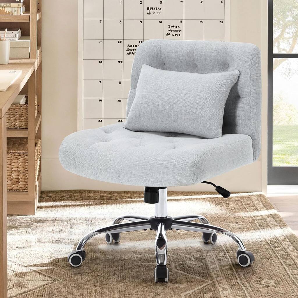 Office Desk Chair Computer Work Chair with Lumbar Pillow, Dressing Chair, Gray