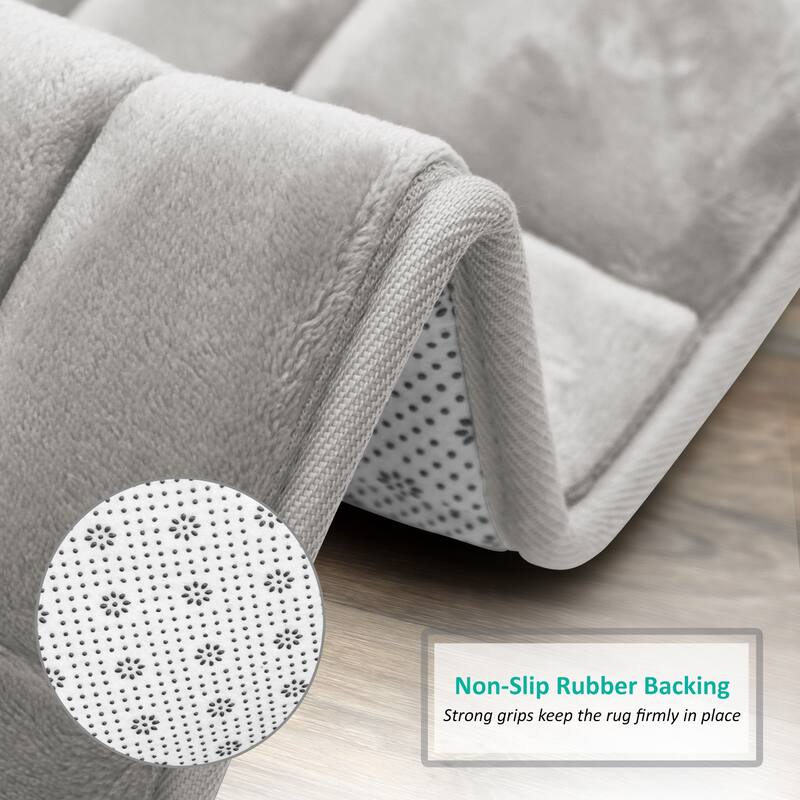 Clara Clark Ultra Soft Non Slip and Absorbent Bath Rug - Tiled Velvet Memory Foam Bath Mat