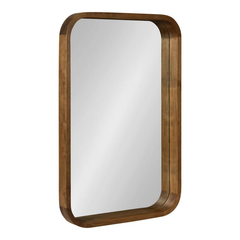 Kate and Laurel Hutton Wood Framed Radius Rectangle Mirror - 20x30 - Rustic Brown