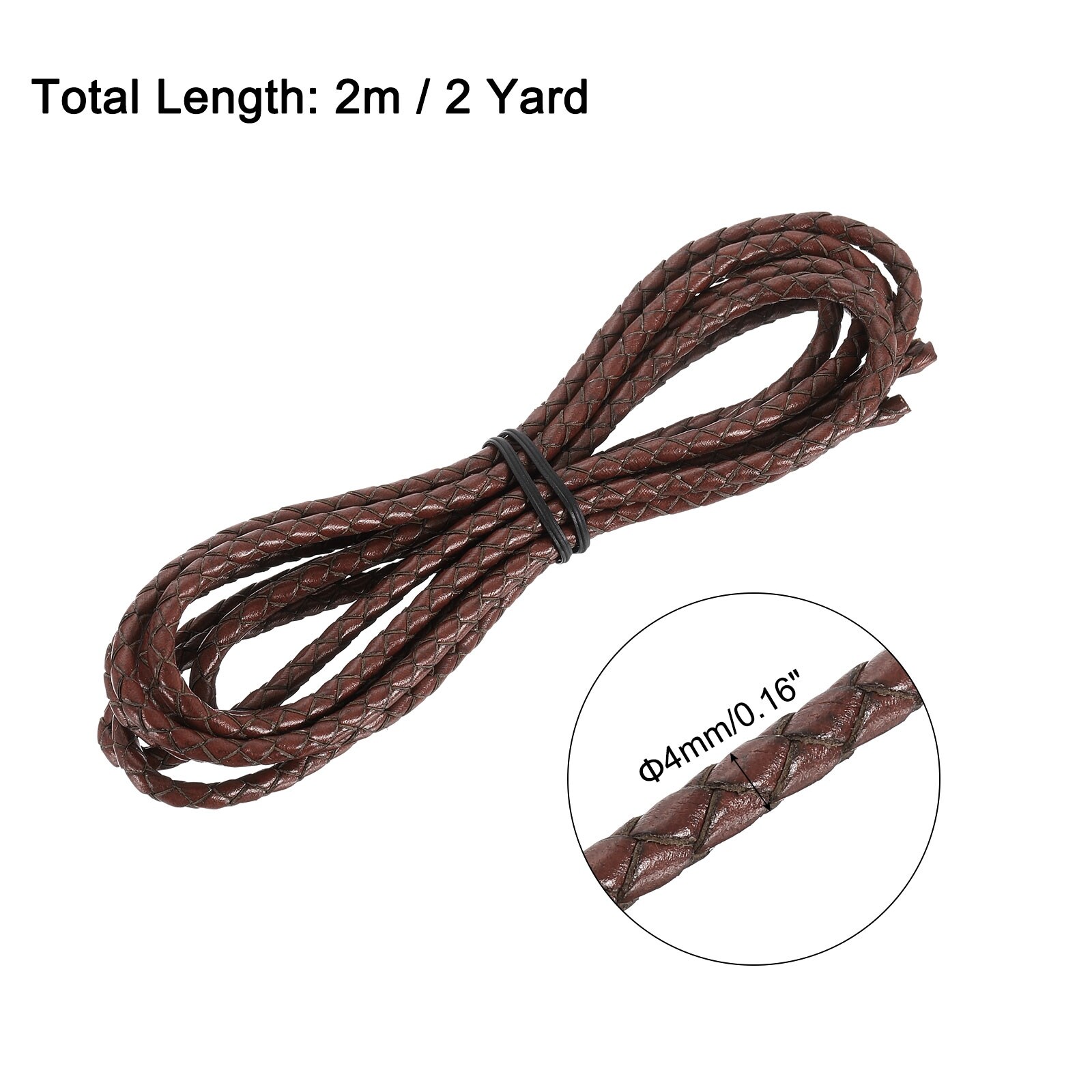 Braided Leather Cord, Round Leather Bolo Tie String Rope for Crafts, Jewelry Making, Necklace, Bracelets