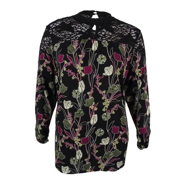 Shop Style Co Women S Plus Size Printed Lace Trim Tunic 1x