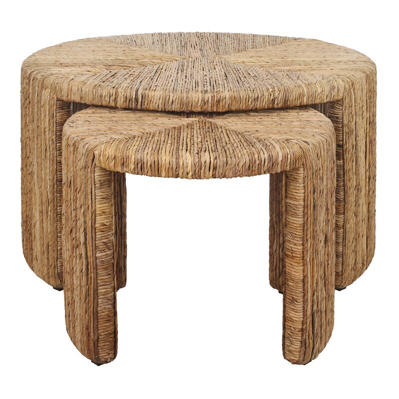 NPD Furniture Kanza Handwoven Abaca Coffee Table with Open Shelf