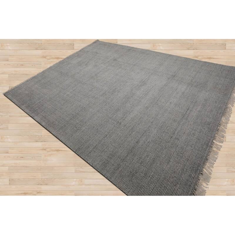 Hand Loomed Gray Ribbed Wool Modern & Contemporary Oriental Area Rug