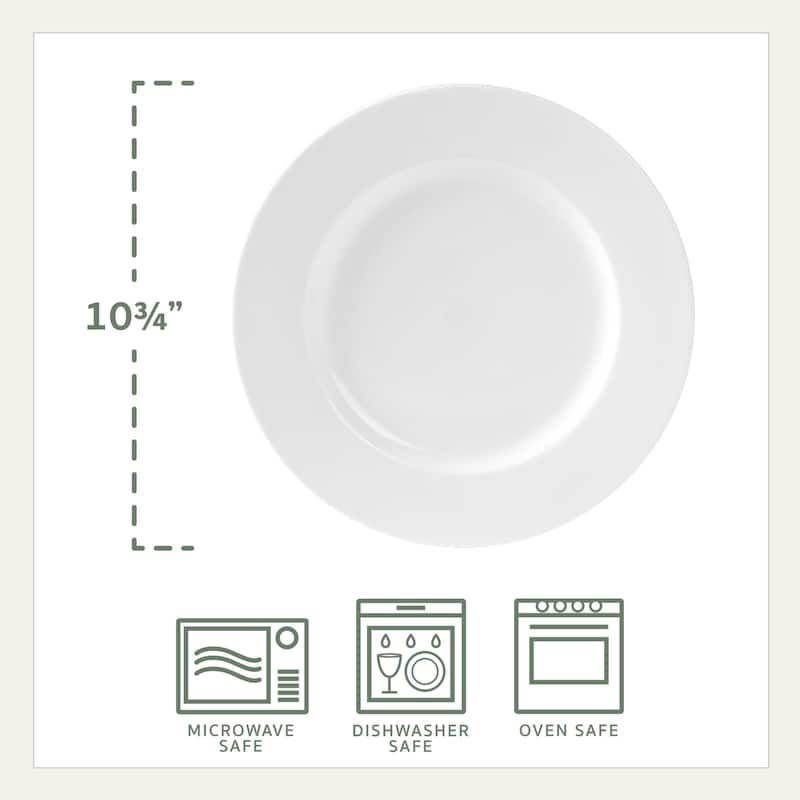 Everyday White Set of 4 Classic Rim Dinner Plate, 10.75 Inch - 10.75 Inch